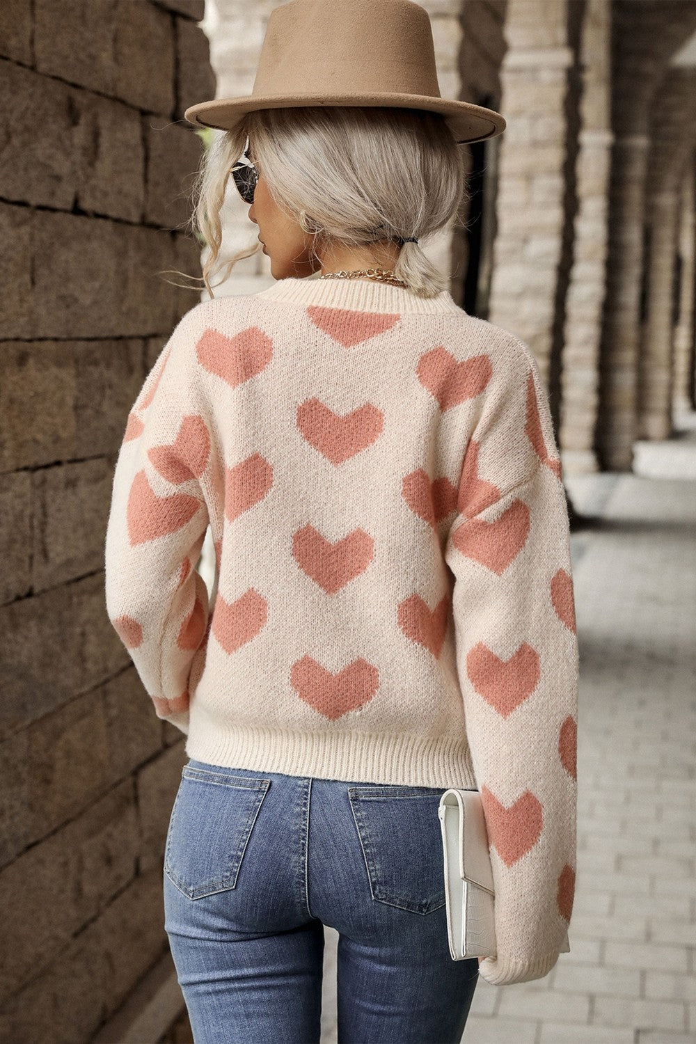 HEART ON MY SLEEVE DROPPED SHOULDER SWEATER