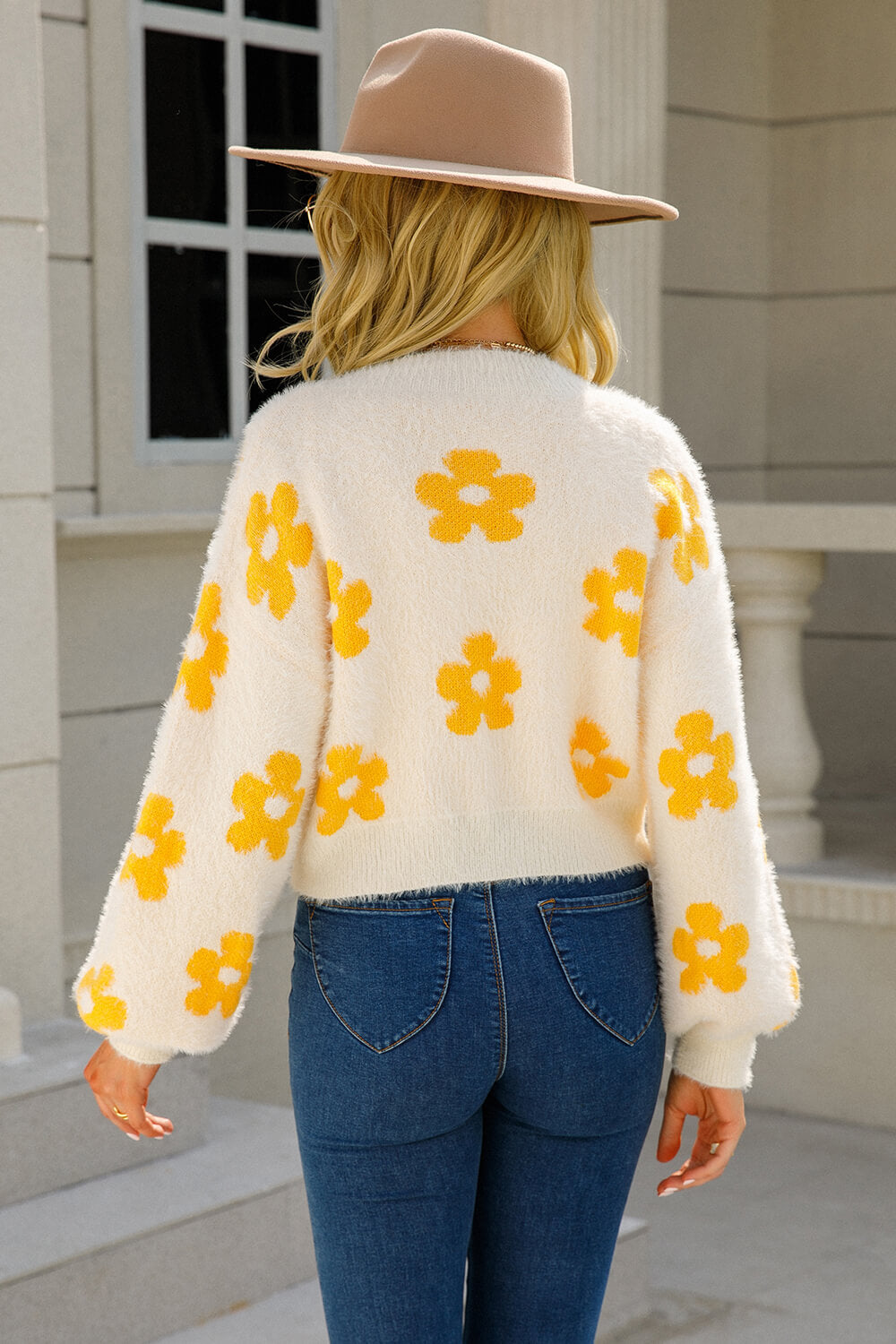 FUZZY IN FLORAL OPEN FRONT CARDIGAN
